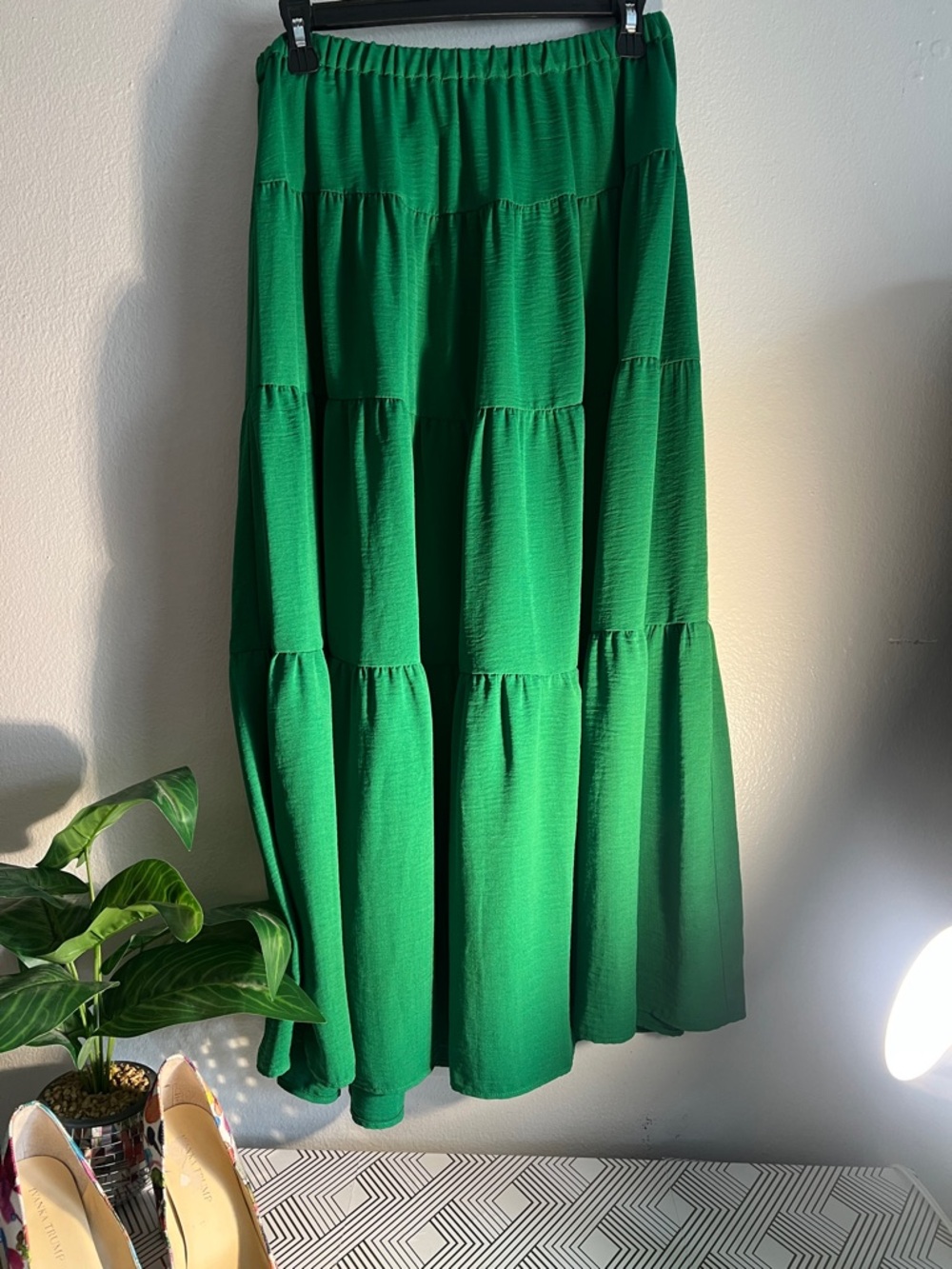 Tiered Maxi Skirt in Emerald Green